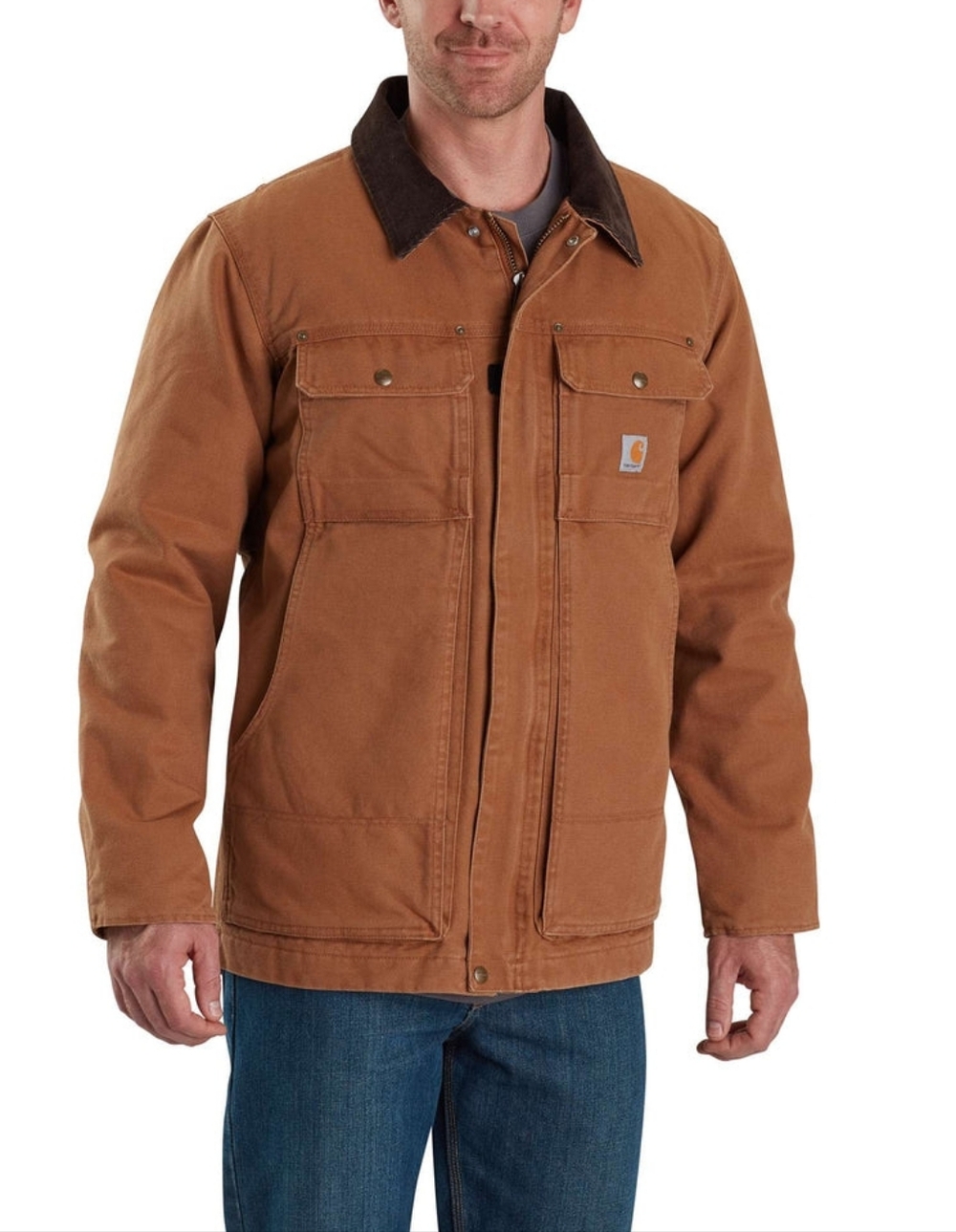 Carhartt Duck Canvas Work Jacket Insulated Chore Coat Tan Men’s Small